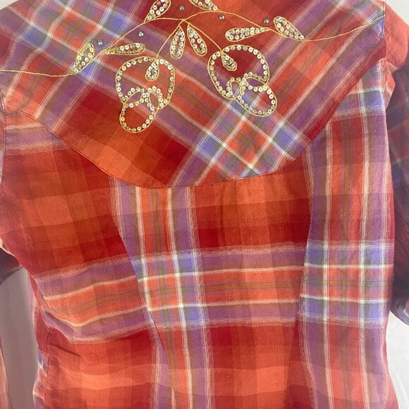 Cruel Girl Western Button Up Pearl Snap Shirt SZ S Red Plaid Rodeo Country - Picture 5 of 5